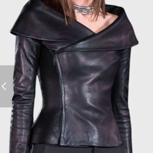 Stylewe Long Sleeve PU Plain Shawl Urban Jacket Black XXL NWT